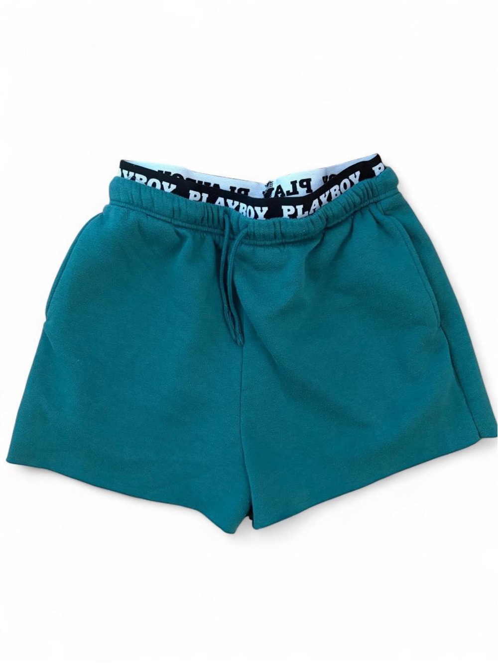 Playboy x PacSun Emerald Green Raw Hem Fleece Sweat Shorts Size M